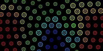 Dark Multicolor vector backdrop with mystery symbols.