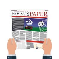 person reading newspaper with soccer and social distancing vector