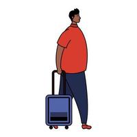 African young man with suitcase avatar character vector