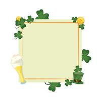 Saint Patrick Clovers and Beer Square Frame vector