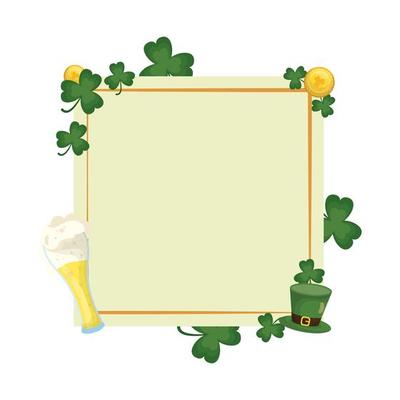 Saint Patrick Clovers and Beer Square Frame