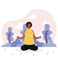 African young woman practicing yoga avatar character vector