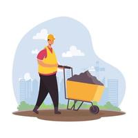 construction worker with wheelbarrow character vector