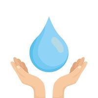 hands with water drop liquid icon vector