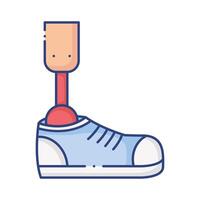 prótesis de pierna con icono de estilo plano de zapato vector