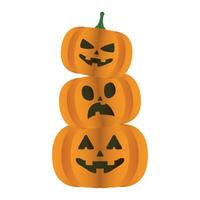 halloween pumpkins faces tower vector