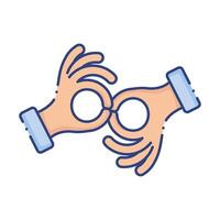 hands with sign language flat style icon vector