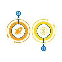rocket and coin infographics statistics flat style icon vector