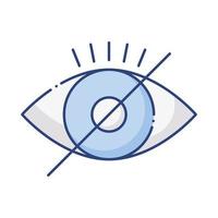 ojo ciego con icono de estilo plano de símbolo denegado