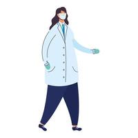 female doctor wearing medical mask character vector