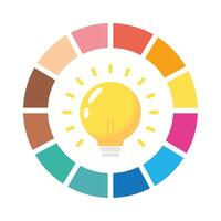 bulb with infographics statistics flat style icon vector