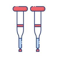 crutches disabled tool flat style icon vector
