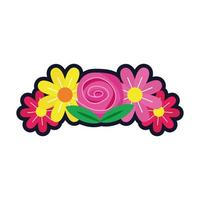 beautiful flowers decoration garden flat style icon vector