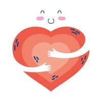 corazón, amor, kawaii, carácter, icono vector