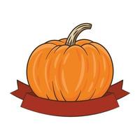 pumpkin autumn fruit seasonal with ribbon frame vector