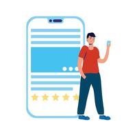 young man using smartphone character vector