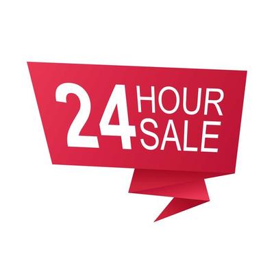 24 hours sale countdown badge with ribbon