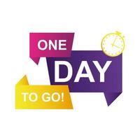 one day to go sale countdown badge vector