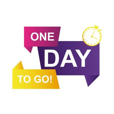 one day to go sale countdown badge