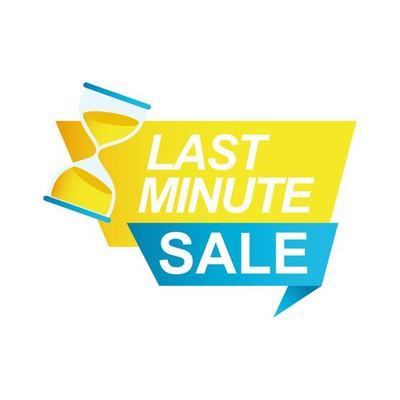 last minute sale countdown badge with sandglass