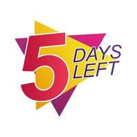 five days left sale countdown badge vector