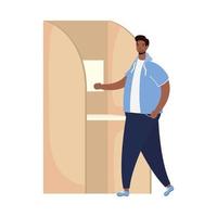 African man in voting cubicle character vector