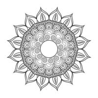 Diseño floral del ejemplo del vector del icono monocromático dibujado de la decoración de Diwali de la mandala