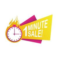 one minute sale countdown badge with chronometer vector