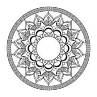 Diseño floral del ejemplo del vector del icono monocromático dibujado de la decoración de Diwali de la mandala