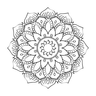 floral mandala Diwali decoration drawn monochrome icon vector illustration design