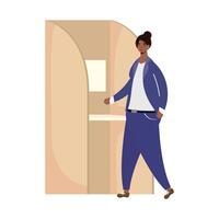 African woman in voting cubicle character vector