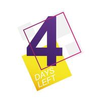 four days left sale countdown badge vector