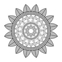 Diseño floral del ejemplo del vector del icono monocromático dibujado de la decoración de Diwali de la mandala