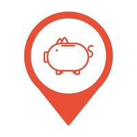 piggy savings money in pin location vector