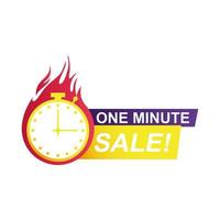 one minute sale countdown badge vector