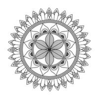 Diseño floral del ejemplo del vector del icono monocromático dibujado de la decoración de Diwali de la mandala