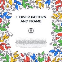 Colorful Hand Drawn Floristic Frame Border vector