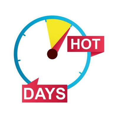 hot days sale countdown badge with ribbon