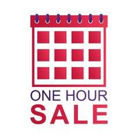 one hour sale countdown badge with calendar vector