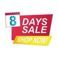 eight days sale countdown badge with calendar vector