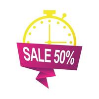 sale fifty percent countdown badge with chronometer vector