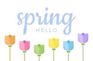 Hello Spring Hand lettered quote vector