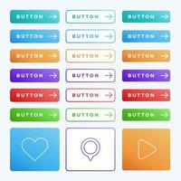 Colorful vector button set on white background