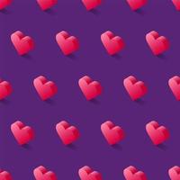 Seamless isometric heart pattern vector