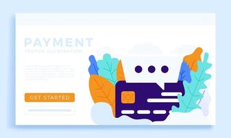 Chat sign and Credit Card payment landing page design vector