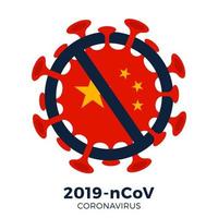 China flag Sign caution coronavirus design vector