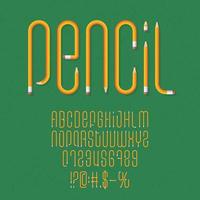 Pencil Alphabet font with numbers and symbols vector