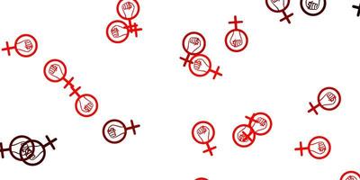 Light Red vector texture with women's rights symbols.