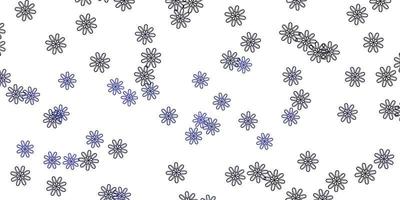 Light Purple vector doodle template with flowers.