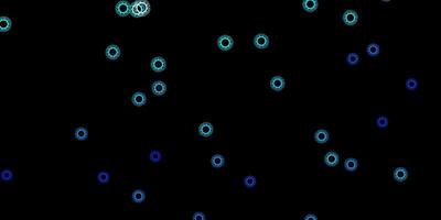 Dark blue vector background with covid-19 symbols.